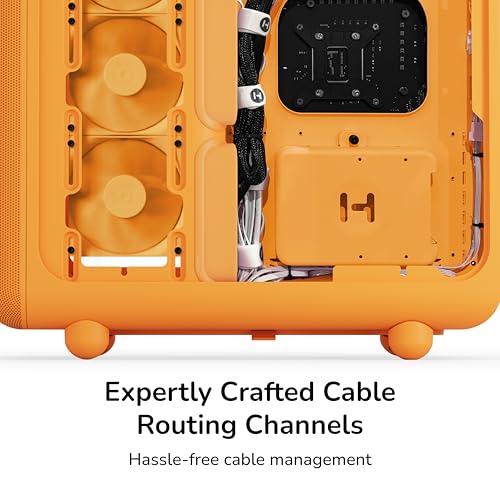 Image of Hyte X50 - Modern Performance ATX Mid-Tower Gaming PC Case - Optimized High Airflow Chassis - 4mm Thick, Curved, Laminated Acoustic Glass - Micro Mesh Panels w Sturdy Stamped Steel - Astral Orange