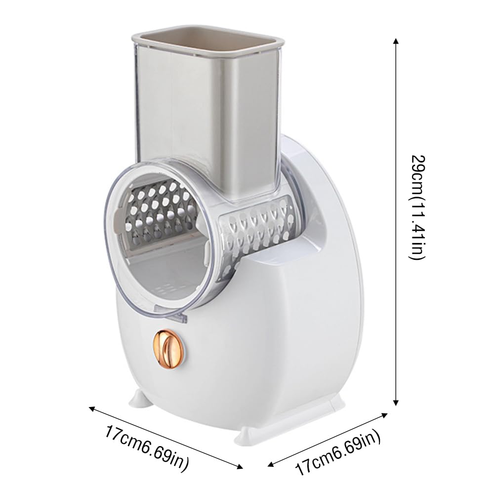 Râpe à fromage électrique, machine à salade électrique, râpe multiple, coupe-fruits, hachoir automatique professionnel avec plusieurs lames coniques pour fruits et légumes, acier inoxydable, blanc