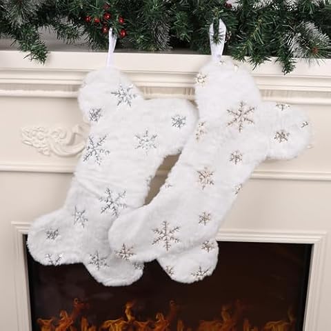 DIYASY Bone-Shaped Christmas Stockings for Pets Cover