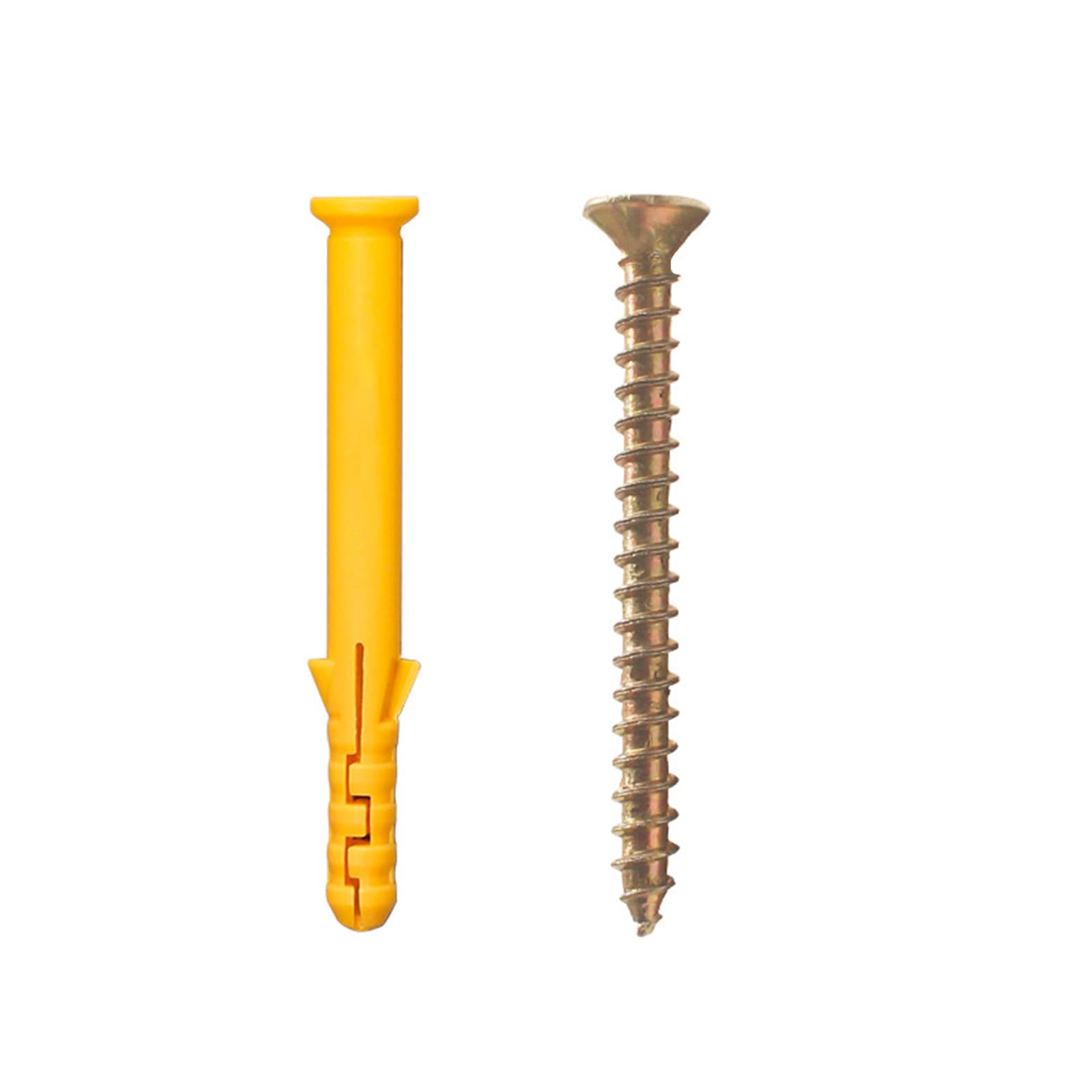 Fexxkg C 100Pcs Wall Plugs & Screws Set Tapping Screws Expansion Pipe Anchors Bolts Heavy Duty Wood & Wall Plugs Set Self-Tapping Ribbed Anchors
