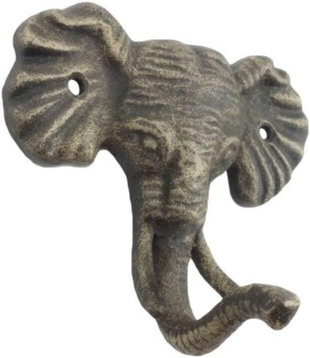 Handcrafted Nautical Decor Rustic Gold Cast Iron Elephant Hook 5"