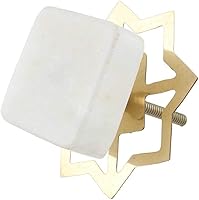 Vista 1 de Indian Shelf Paquete de 4 pomos cuadrados finos de mármol blanco de lujo para gabinete, pomos decorativos de piedra para cajones y tiradores