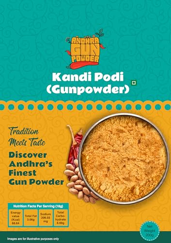 Image of Andhra Gunpowder (Kandi Podi) - 400g (200g * 2 Packs) | Dosa Idly, Andhra Special Paruppu, Gunpowder | homestyle Podi| Chutney, Putnala, and Mulga podi