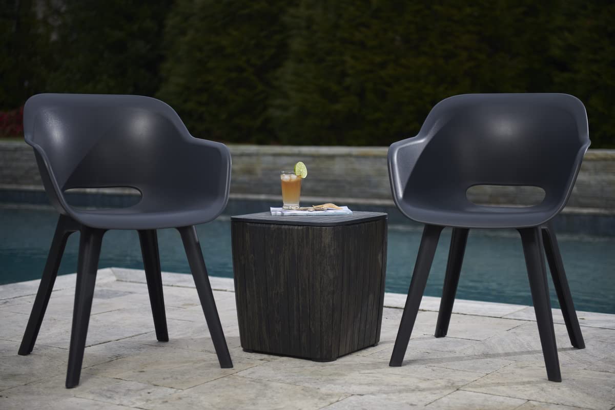 Allibert by Keter Gartensessel Akola, graphit, 2er Set, Kunststoff, 56.7 x 55.8 x 80.1 cm, Schalenstuhl in Cupform, perfekt für Garten, Terrasse oder Esszimmer