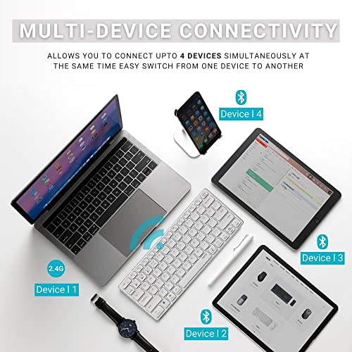 Image of RAPOO E9050 C-Type Rechargeable Bluetooth Wireless Multi-Device (4 Devices) Keyboard for Windows /iOS /Android,Tablet /Smartphone - 3 Years Warranty White