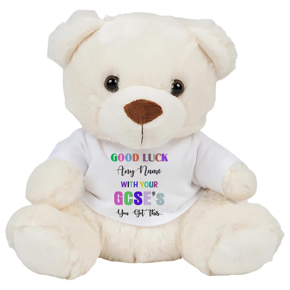 Getagift Personalised Good Luck with Your GCSEs, add 'Any Name' You've got This Gift, Exam Good Luck Gift, Soft Plush, Soft Toys, Teddy Bear. (Cream Teddy)