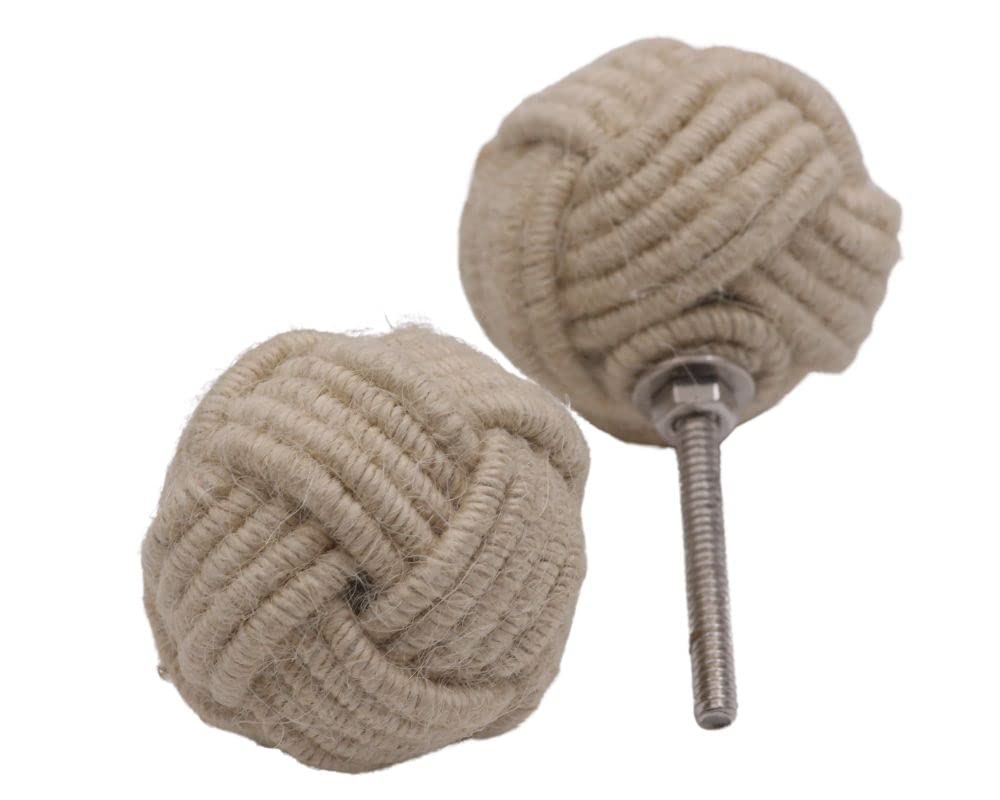 Cabinet Knobs 6 Pack for Cabinets & Drawers, Nautical Jute Rope Cabinet Door Knobs, Rustic Twisted Rope Drawer Pulls - Image 3