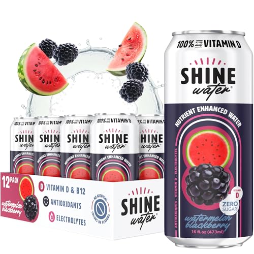 ShineWater Watermelon Blackberry Vitamin D Flavored Hydration Drink 12-Pack