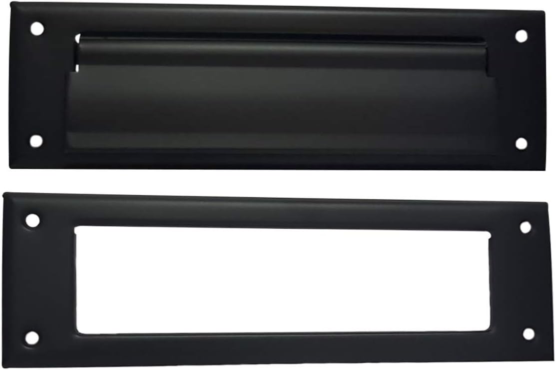 QCAASolid Brass Mail Slot, with Solid Brass Interior Frame, 10" x 3", Matte Black, 1 Pack, Made in Taiwan
