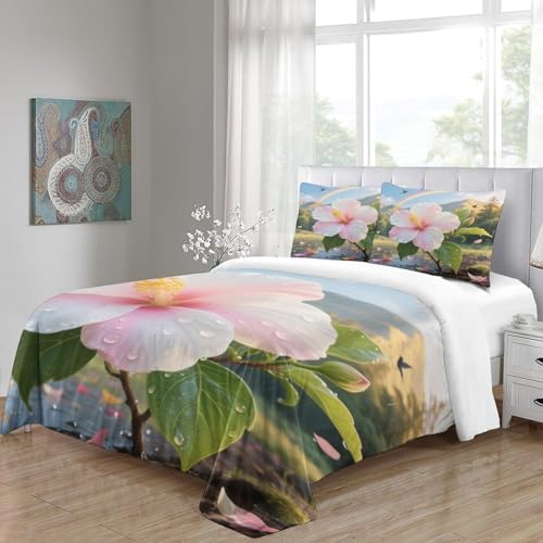 Parure de lit Hibiscus fermeture éclair cachée microfibre - 5