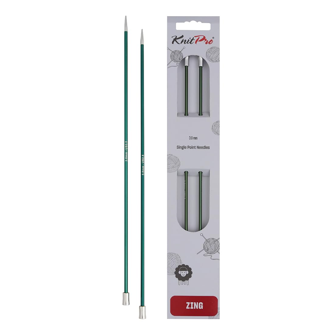 KnitPro Zing Single Pointed Needles 14" (35cm) | 3.00mm