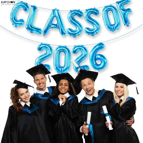 Image of KatchOn, Class of 2026 Balloons - 16 Inch, Graduation Balloons | Class of 2026 Banner, Blue Graduation Decoration | Blue Graduation Decorations, Class of 2026 Decorations