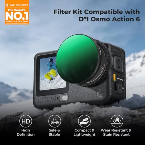 Image of K&F CONCEPT CPL ND Filter Kit Compatible with DJI Osmo Action 6, 4 Pack (ND8&PL ND16&PL ND32&PL ND64&PL) Hybrid Neutral Density Polarizing Action Camera Accessories, Multicoated HD Optical Glass