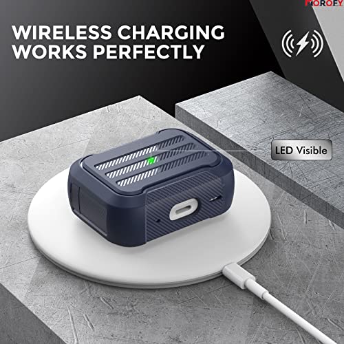 Image of Rugged Hard Shell Case Compatible with Airpods Pro 2 Case Cover, TPU+Aluminum Protective Cover Shockproof for Pro 2nd Gen Case (2022) (Blue)