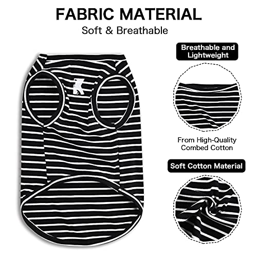 Image of Koneseve Dog Shirt Vest Lightweight Stretchy Dog T-Shirts Soft Cool Shirts Sleeveless Stripe Vests Breathable Clothes for Puppy Kitty Cats Small Medium Large Dogs 2 Pack Black + Grey [ S /Small ]