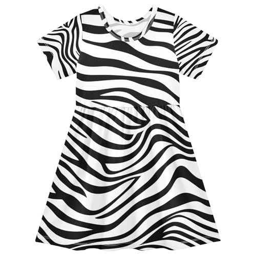 Toddler Dresses for Girls 2t Zebra Stripe Black White Summer Short Floral Beach Dress Children Dress