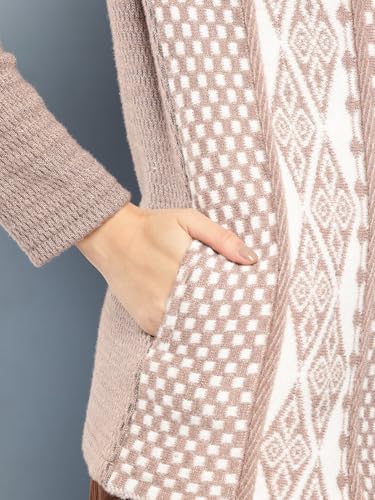 Image of Aarika Womens Winter Wear Maroon Colour Geometric Woolen Cardigan