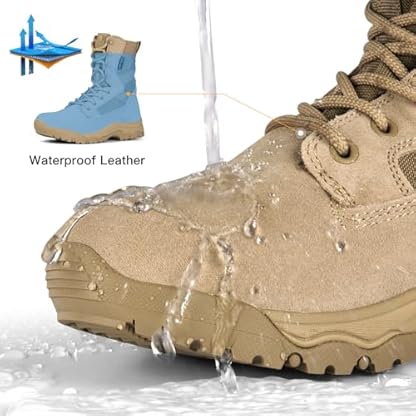FREE SOLDIER Men's Tactical Boots 8 Inches Lightweight Combat Boots Durable Suede Leather Military Work Boot Desert Boot - Image 6