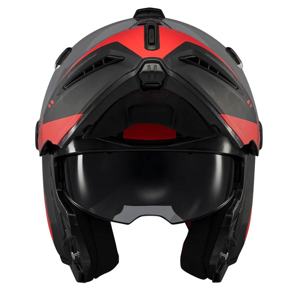 AXXIS Ghostfighter SV Maniac Negro Rojo Mate - Casco de Moto Modular Abatible Diseño Streetfighter con Visor Solar - Unisex Hombre y Mujer - Homologado P/J ECE 22.06