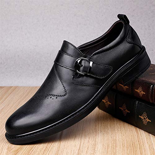 Dress Oxford for Men Slip On Round Toe Monk Strap Cowhide Low Top Rubber Sole Non Slip Block Heel Outdoor2