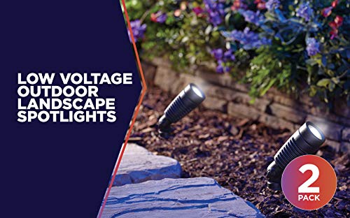 Moonrays 95557 1-Watt Low Voltage LED Outdoor Landscape Metal Spot Light Fixture, Black (Pack of 2)