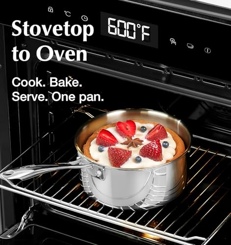 Image of KOCH SYSTEME CS Triply Stainless Steel Saucepan Set, 1QT & 2QT & 3QT Stainless Steel Pot Set with lid, Diswasher & Oven Safe, Induction Compatible Pot, 6PCS