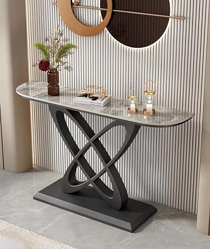 Modern Half Moon Console Table, Marble Accent Table for Ultra