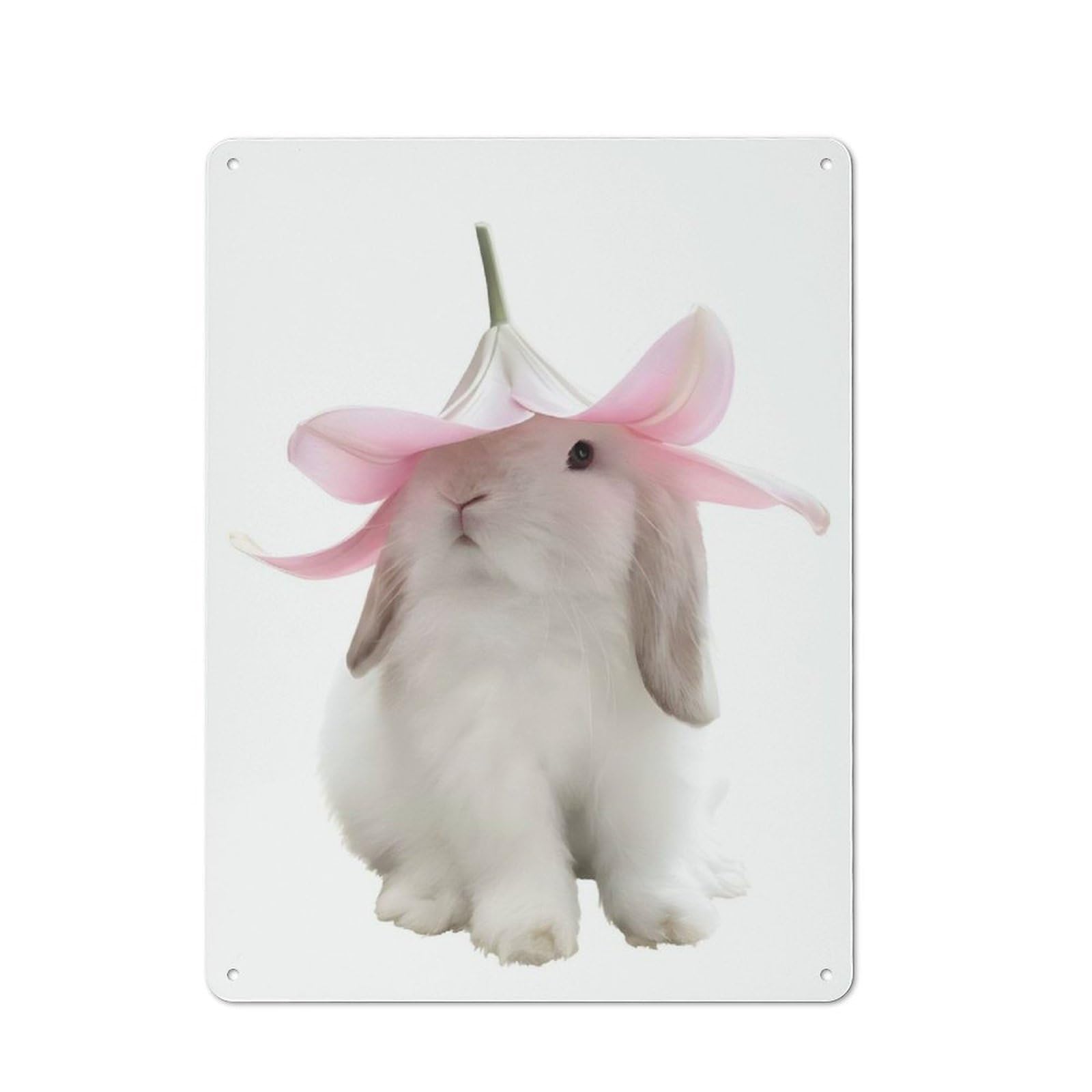 Junmoney Cottagecore Bunny With Flower Hat Retro Metal Sign 40X30cm For Hobby Room Or Studio, Autumn Wall Decor For Creative Interior Collectors
