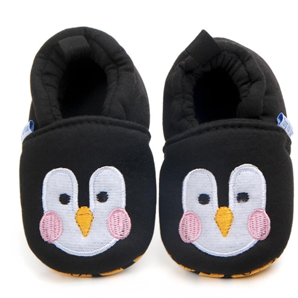 6 to 12 Months Baby Boys & Girls Cotton Penguin Face Black Anti-Skid Slip-on Slipper Booties-BT5127-image-22