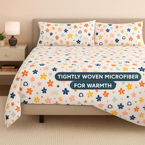 Image of Rainbow Splash King Size Bedsheet - 108 x 108 Inches - Brushed Microfiber Flat Sheet with 2 Pillow Covers - Ultra Soft, Cooling, Wrinkle & Fade Resistant Bedding