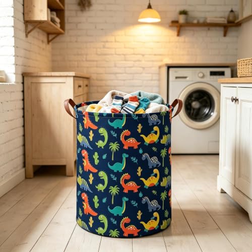 Image of Kids Laundry Basket,Dinosaur hamper for Kids,Nursery Hampers,Waterproof folding Storage Bin with handle,Clothes Organizer Baskets,kid Room Decor,Shelf Book Basket(Blue dinosaur)