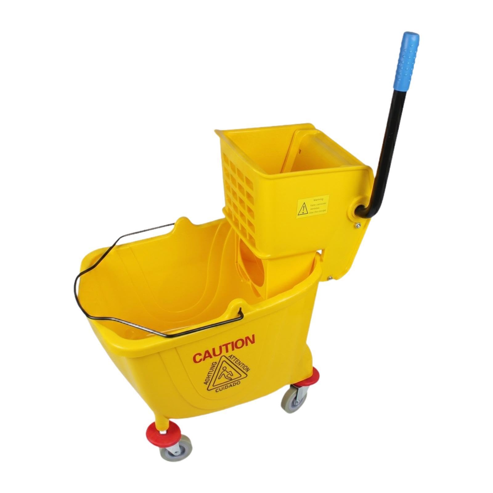 Ruedas de fregona con asa de transporte, escurridor lateral que ahorra espacio para una limpieza eficiente del suelo, capacidad de 20 litros, ideal para uso doméstico, ligero y fácil de maniobrar