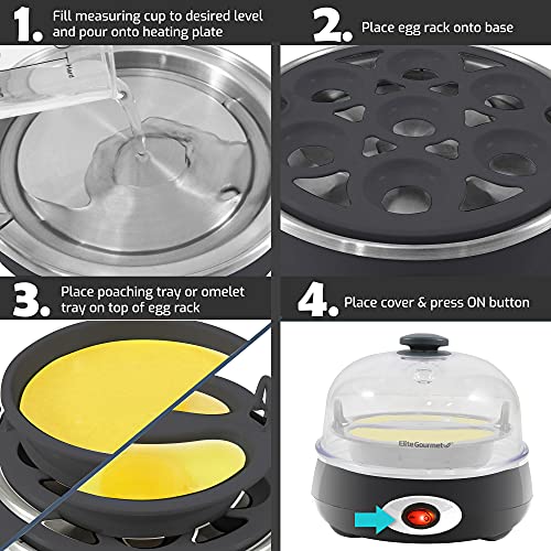 Elite Gourmet EGC007CHC# Rapid Egg Cooker, 7 Easy-To-Peel, Hard, Medium, Soft Boiled Eggs thumb #5