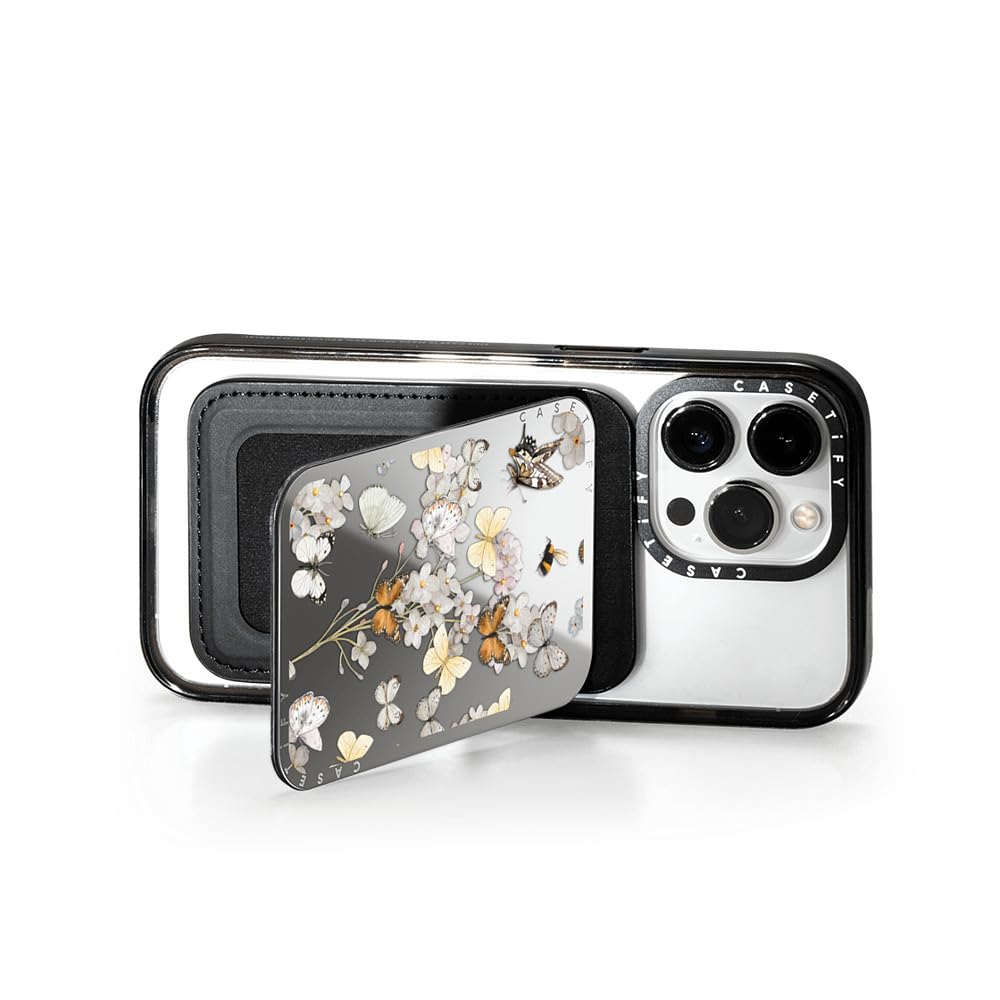 CASETiFY Snappy Porte-cartes compatible avec Magsafe – Butterfly Sunday – Miroir argenté