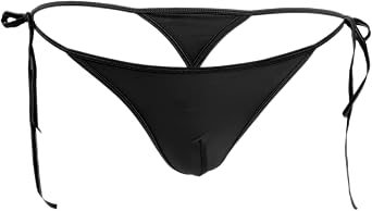Mens Swim Briefs Low Rise Bikini Thongs Tie Side Bulge Pouch G-String Quick Dry Sexy Comfy Adjustable Underpanties