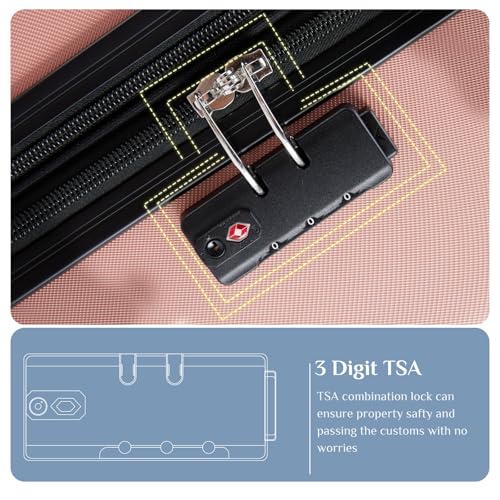 Image of OLIXIS 28 Inch Luggage, Hardside Checked Suitcase with Spinner Wheels, Lightweight ABS Hard Shell Travel Luggage, TSA Approved Lock, Expandable Large Suitcase for Business & Travel-Pink