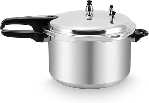 Olla a presión de 12 cuartos de galón, olla a presión de aluminio con estante de conservas y tapa de fácil bloqueo para enlatado, vaporización