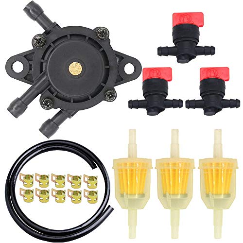 HOOAI Fuel Pump 24 393 04-S / 24 393 16-S with 25 050 22-S / 25 050 03-S Fuel Filter & Fuel Line Shut Off Valve for Kohler Engines Lawn Mower Parts