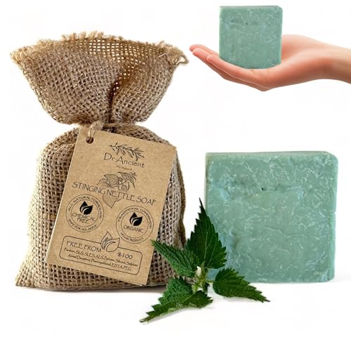 Image of Dr.Ancient Stinging Nettle Soap Bar, Organic Soap Bars Handcrafted the Traditional Way, Natural Chemical-Free, Vegan, Used for Face Wash, Body Wash, Hand Cleansing, Daily Skin Care, Herbal Cleanser