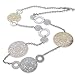 Long Way Vintage Long Necklace Gold Silver Plated Round Flower Women Necklaces & Pendants Fashion Jewelry