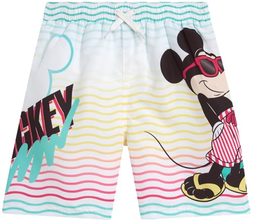 Disney Boys Swim Trunks - Cars Lightning McQueen Mickey Mouse Toy Story Buzz Lightyear Toddler Boy Swim Shorts (Sizes: 2T-7), Yellow Surf Mickey, 4 Years