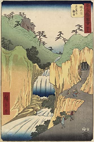 Lienzo de Utagawa Hiroshige Nokannon en cueva Sakanoshita póster decorativo sin marco de 58x90 cm