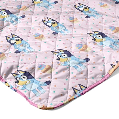 Image of Northwest Bluey Cupcake Stars Quilted Reversible Throw Blanket - Official BlueyThrow Blanket, for Any Kid - Bed, Couch, or Playroom, 60 x 80 Inches