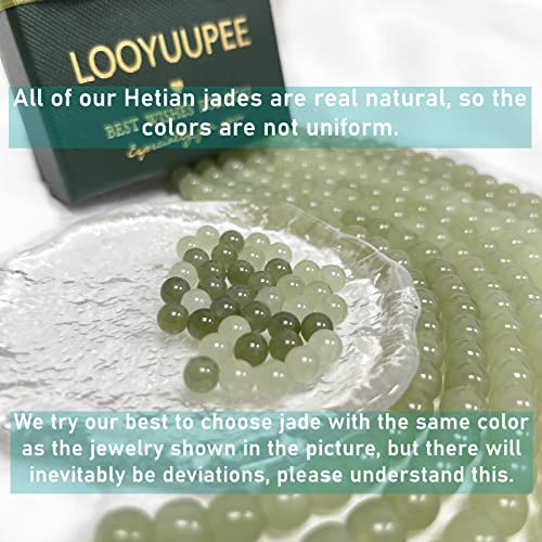 Looyuupee Natural Hetian Jade Earrings, Lucky Green Jade, Dainty Green Real Jade Charm Pendant Jewelry Studs, Handmade Ear Stud Earrings Hoop Earrings For Women (925 Sterling Silver With Gold Plated) #TOP7