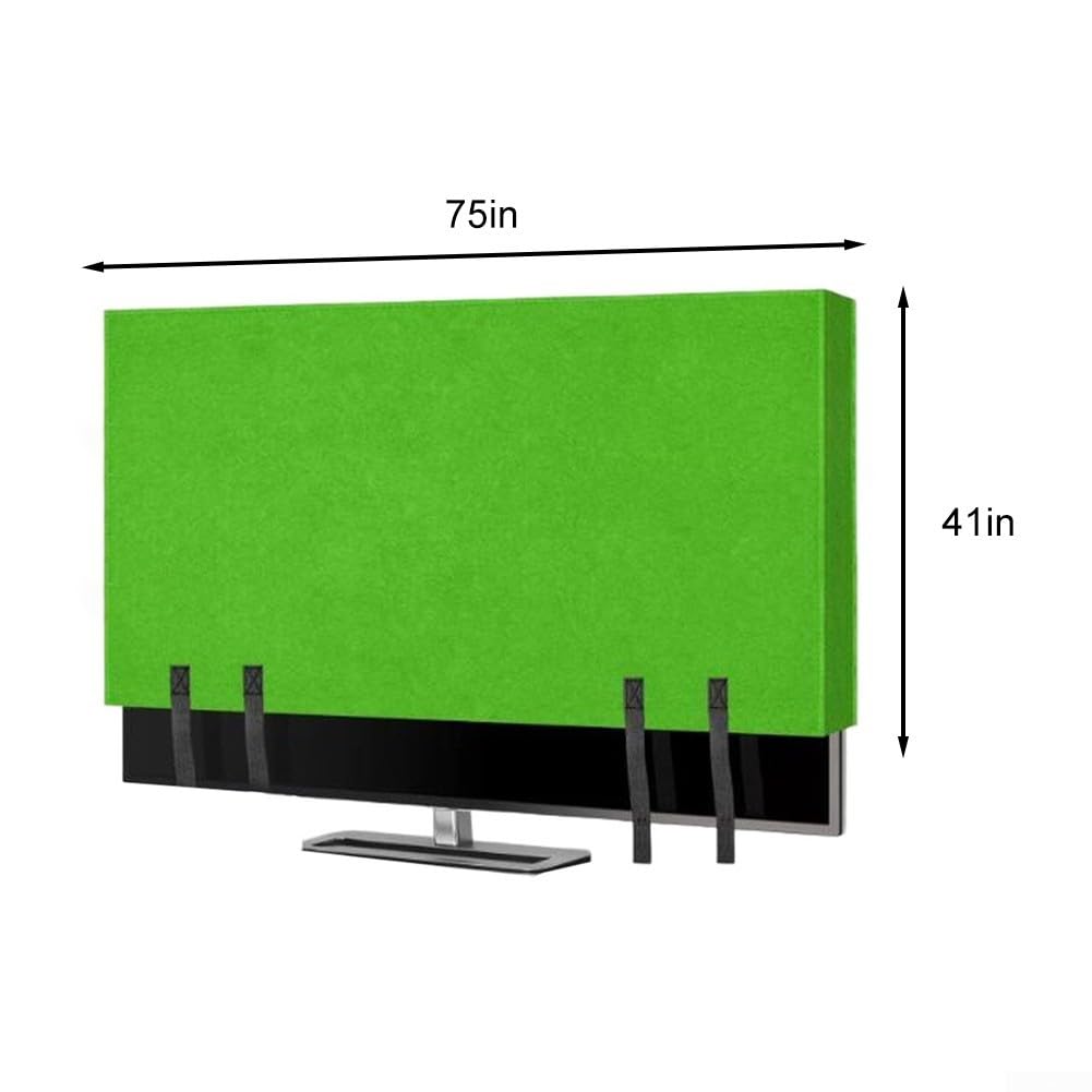 Resistente copertura per televisore in feltro verde con cinghie di sicurezza per schermi da 55 a 75 pollici, previene graffi e polvere durante il trasporto o la conservazione a lungo termine a casa