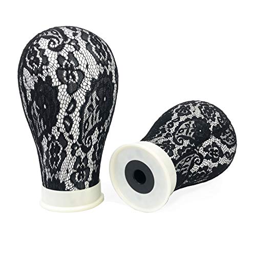 2 Packed 22 inch Lace Foam Mannequin Head for Wig Making Display Styling with Mount Hole, Styrofoam Manikin Head for Display Hair, Hats, Hairpieces And Hair ornaments (Black)