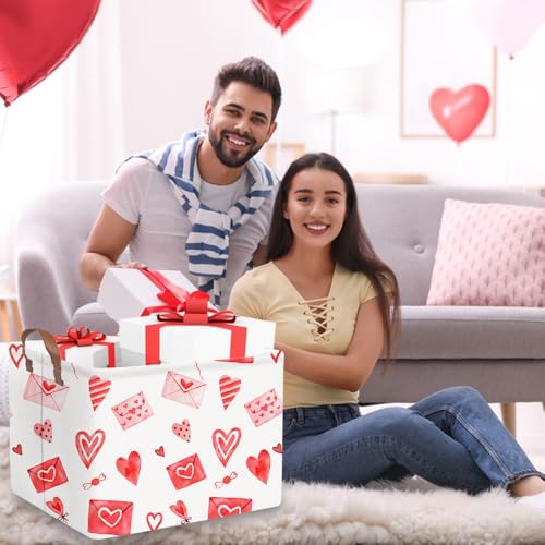 Image of Valentines basket,Pink Heart Basket,Collapsible waterproof nursery laundry basket,Pink girls gift baskets,Valentine's Day room decor(Envelope heart)