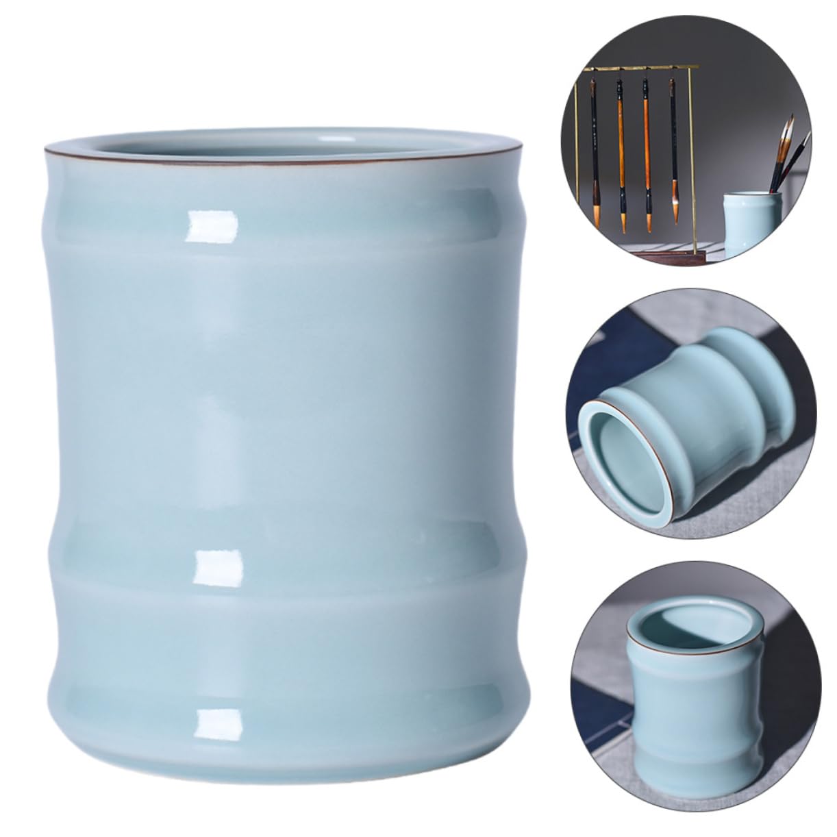 MAGICLULU Porta Penna Cilindrico in Ceramica, Elegante, Grande Capienza | Decorazione da Tavolo, Porta Penne per Scrivania Ufficio, Decorazioni Scuola