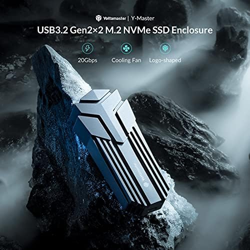 Yottamaster USB3.2 Gen2x2 NVMe Enclosure with Fan, 20Gbps Aluminum Gaming M.2 Enclosure Adapter for 2230/2242/2260/2280 NVMe M-KEY & B&M-KEY SSD, Up to 4TB, Support SMART&TRIM [MS4]