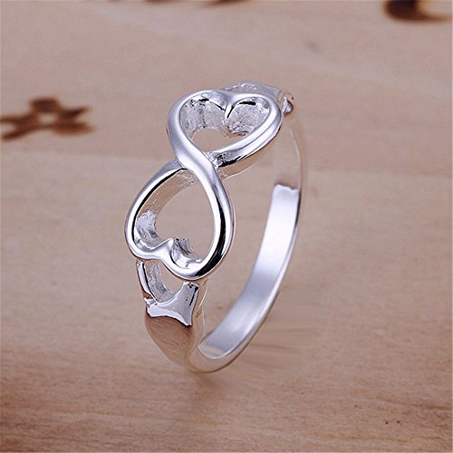 Shina Joyeía Anillo de mujer de 925 plata Figura 8 Símbolo de Infinito para los amantes de la señora de las mujeres,color plata (6)